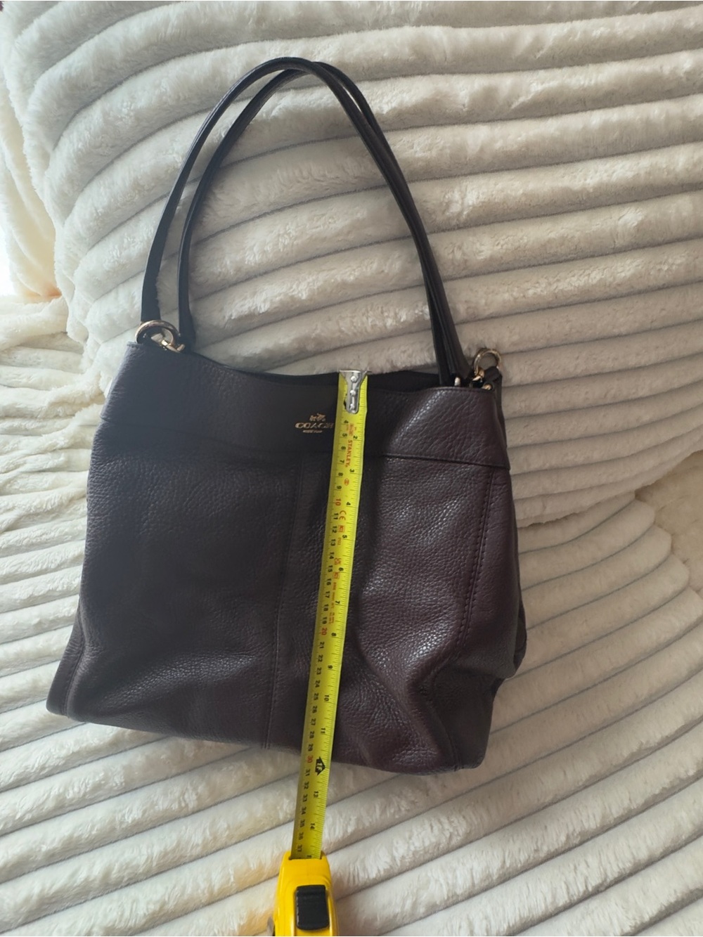Coach Brown Pebbled Leather Hobo Shoulder Bag with Gold Hardware - Picture 6 of 11
